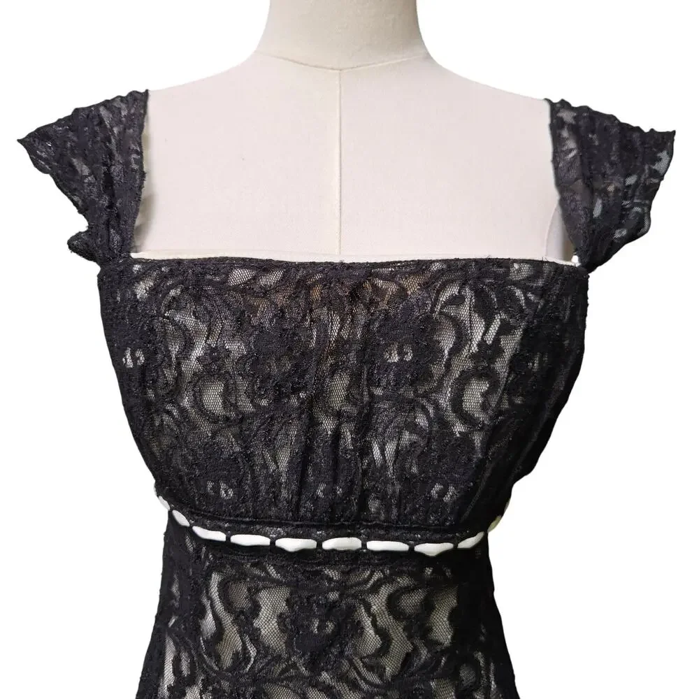 My Michelle Black Lace High-Low Dress - Picture 3 of 11